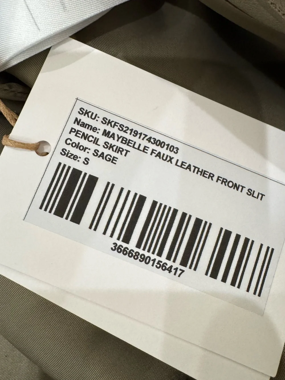 NWT The Frankie Shop Maybelle Faux Leather Maxi Skirt with Front Slit in Olive - Picture 16 of 16